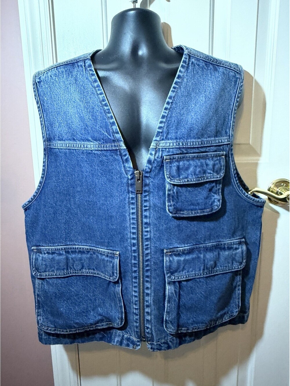 Gap Denim Vest Mens Large Full Zip Pockets